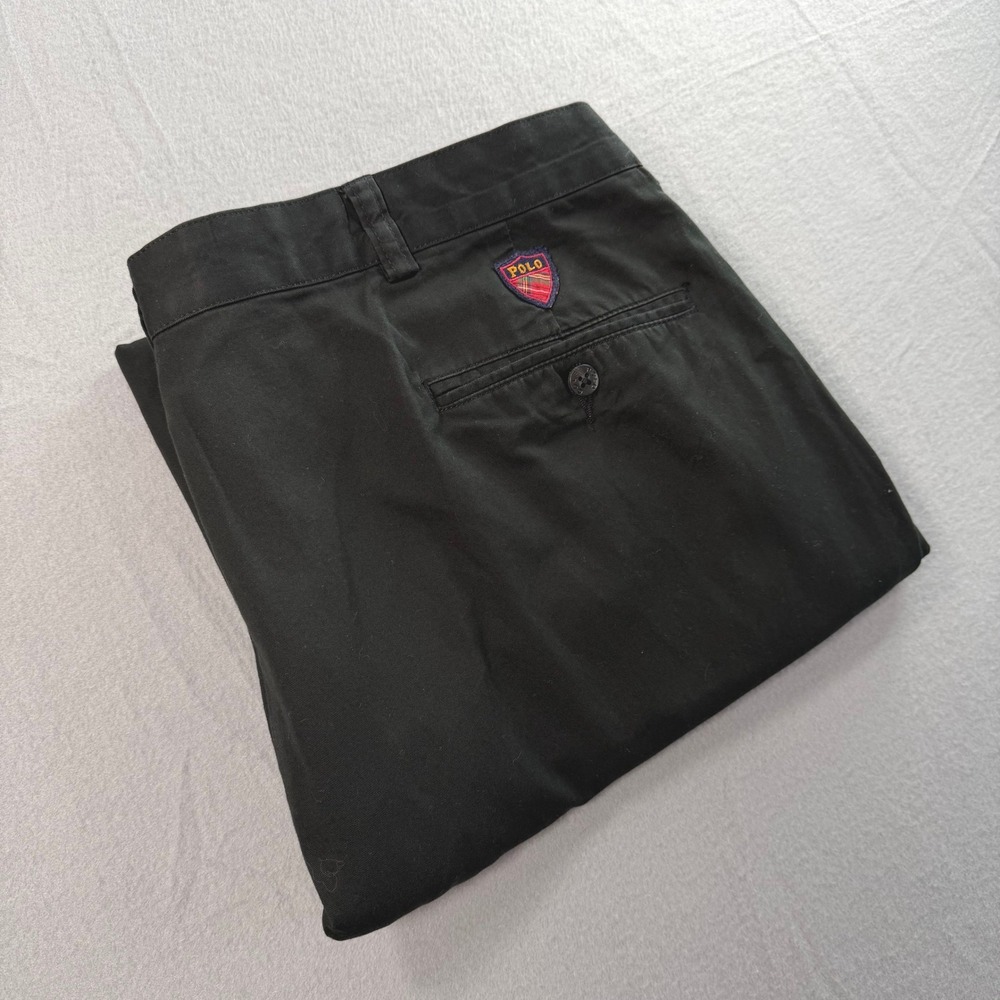 Vintage Polo Ralph Lauren Golf Pants Men 40x32 Black Pleated Cuffed Trousers